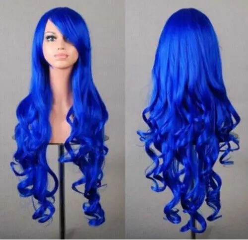 Lady 80cm Long Curly Wigs Fashion Cosplay Costume Hair Anime Full Wavy Party Wig