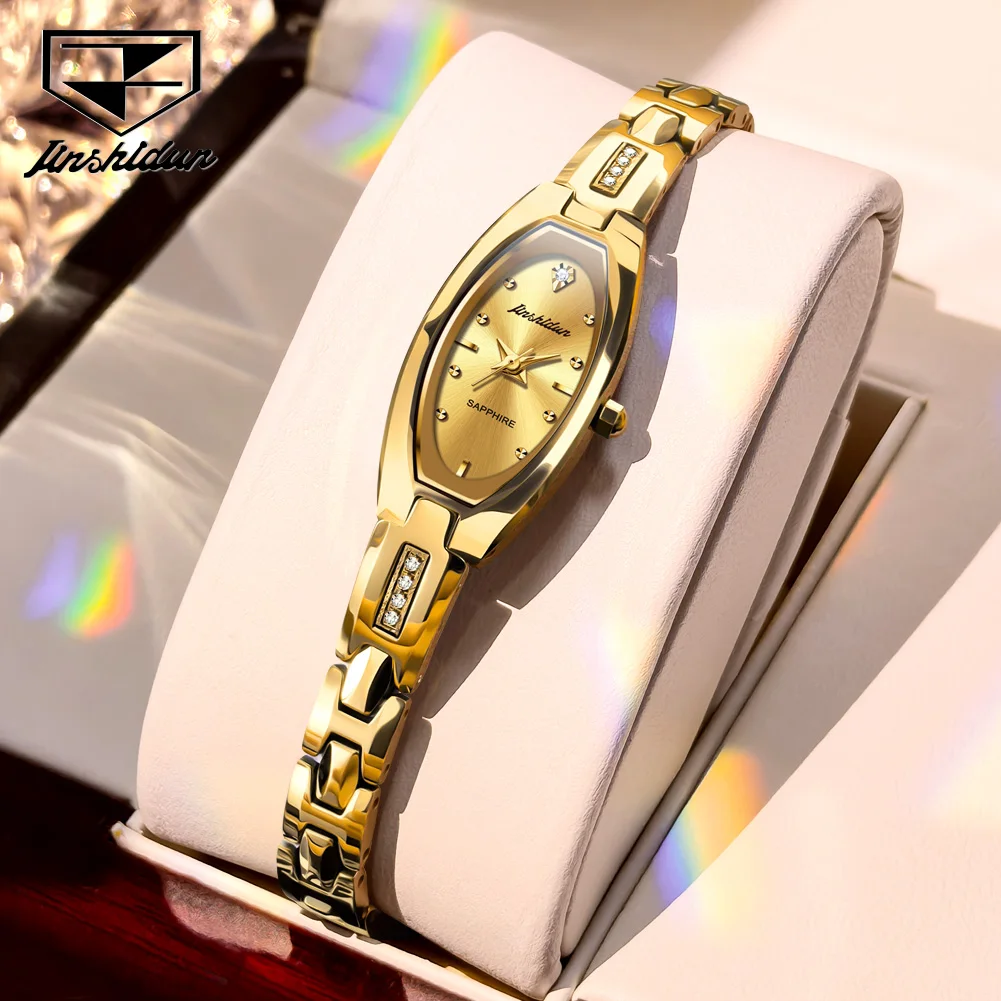 JSDUN 6531 Women Quartz Watch Fashion Barrel-shaped Dial Diamond Tungsten Steel Strap Waterproof Watch Luxury Brand Women Watch