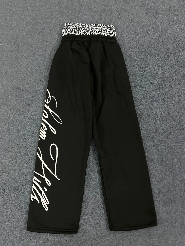 กางเกงขายาวสไตล์โกธิคเอวสองชั้น ดีไซน์เรียบง่าย สปอร์ต แฟชั่นกรันจ์ พิมพ์ลายตัวอักษร ทรงโอเวอร์ไซส์ สำหรับผู้หญิงและผู้ชาย ใส่สบายๆ สำหรับฤดูใบไม้ร่วงและฤดูหนาว