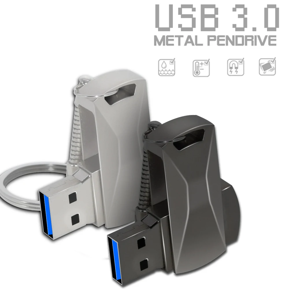 محرك فلاش USB معدني عالي السرعة ، محرك قلم دوار ، عصا ذاكرة USB ، محمول مع سلسلة مفاتيح ، 16 جيجابايت ، 32 جيجابايت ، 64 جيجابايت ، GB