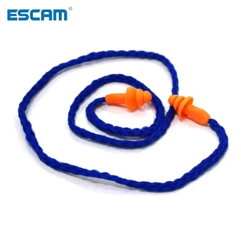 ESCAM 1/2/5/10pcs Soft Silicone Corded Ear Plugs ears Protector Reusable Hearing Protection Noise Reduction Earplugs Earmuff