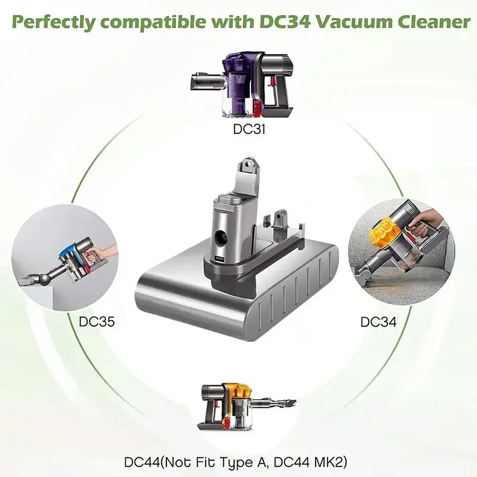 22.2v4.8/6.8/7.8/9.8ah ( egyetlen illeszkedő típusa B ) li-ion Légür Üteg számára dyson DC35, DC45 DC31, DC34, DC44, DC31 anima