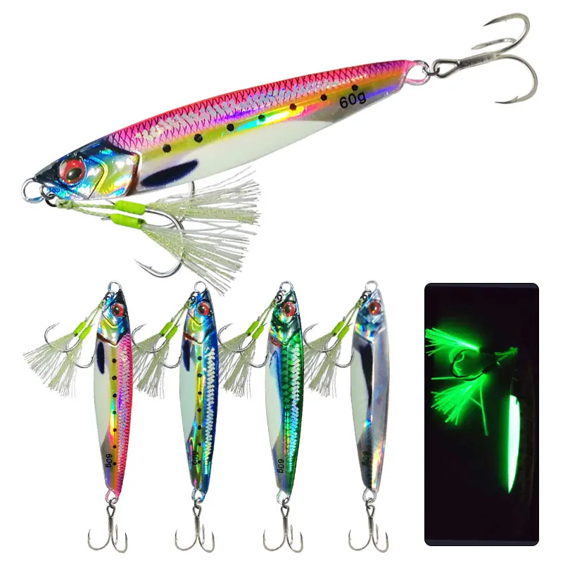 

AS Slow JIg Lure Fishing UV Glow Jig 3D Print Falling Angler 60g80g Metal Hard Bait Sinking Jigging Pesca Bait