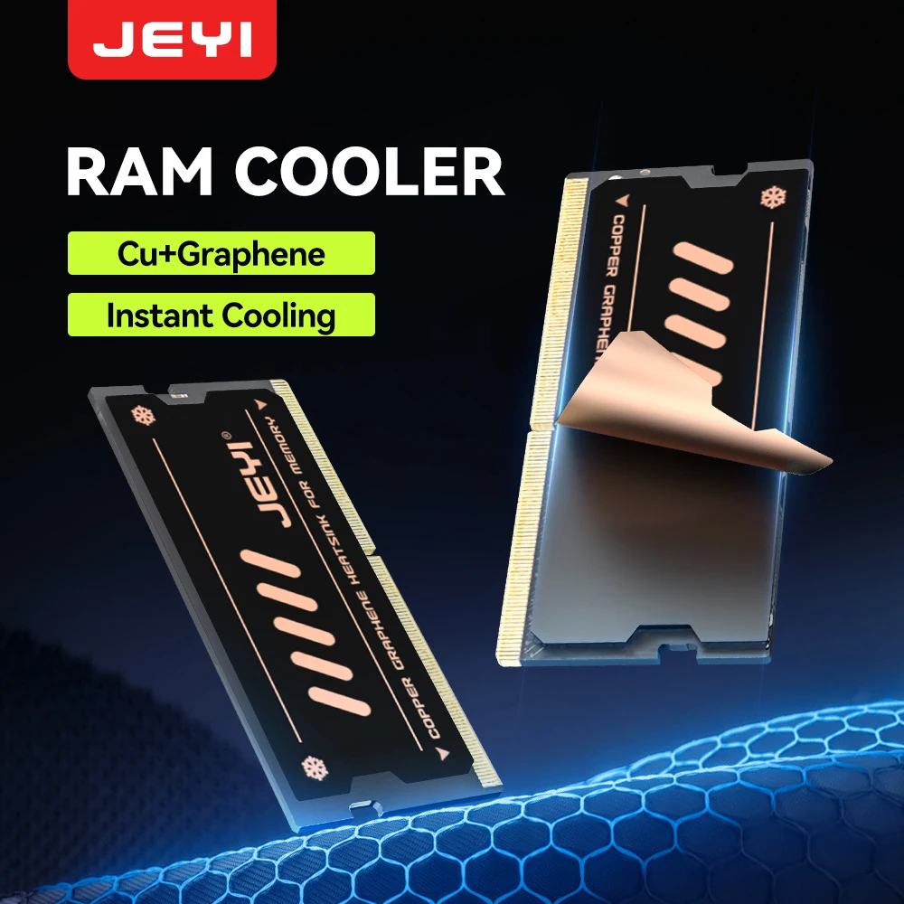 JEYI Graphene-Copper RAM Heatsink - Dual-Layer Cooling for DDR5/DDR4/DDR3/DDR2 Memory, Ultra-Thin 0.15mm Design, Laptop/Desktop