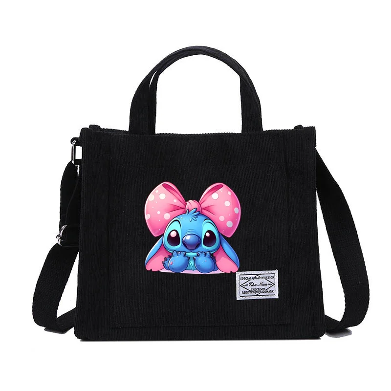 Disney-Sac fourre-tout en velours côtelé CAN o Stitch pour femmes, sacs à main shopper, sac messager pour filles, sac à main initié, petits sacs pour étudiants