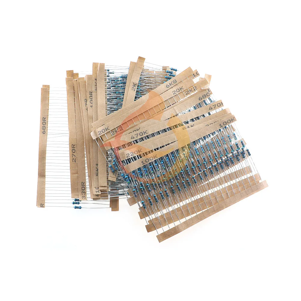 600pcs 1% 10 ohm~1M ohm 1/4W Metal Film Resistor Assorted kit 30Value Each 20pcs