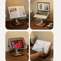 Walnut Wood Book Stand For Reading Height Angle Adjustable 360° Rotation Foldable Recipe Stand Music Laptop Textbook Holder Desk