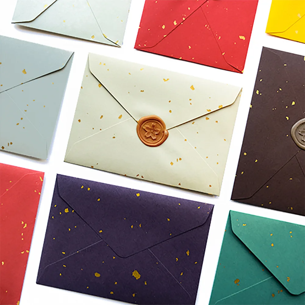 20pcs/pack Special Paper Retro Gold Powder Envelopes Western Triangle Envelope C6 Envelope for Wedding Invitation