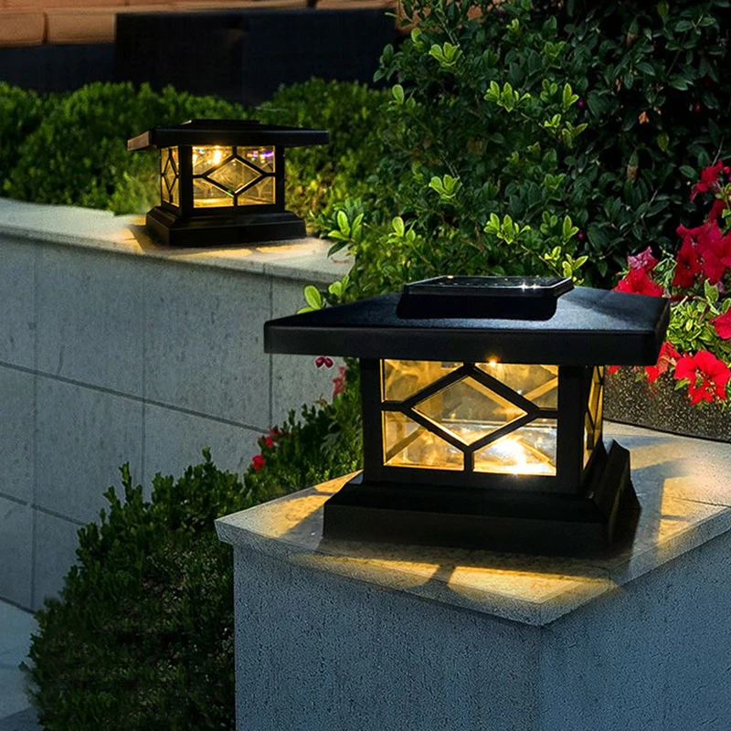 Newly Solar Waterproof Led Post Cap Lights Outdoor Column Headlight Pillar Fence Lamp Lights