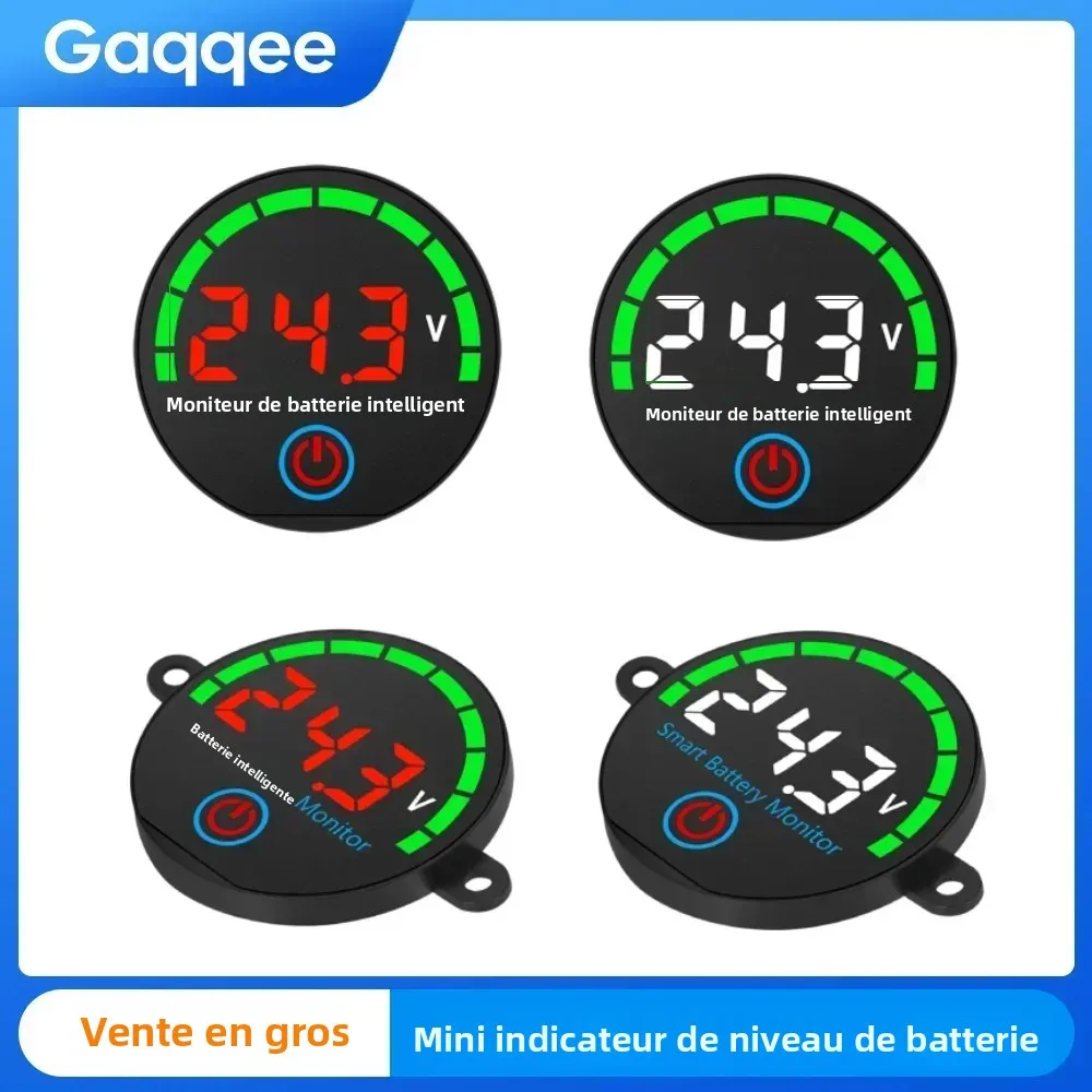Indicateur de niveau de batterie LED rond DC 7-55V, avec fonction de mémoire de mise hors tension, voltmètre de voiture électrique, Mini testeur de tension de précision