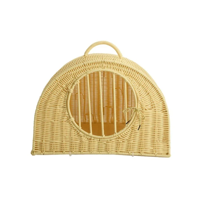 Spot wholesale imitation rattan going out  cage portable  litter  bag closed  house cat house large space breathable