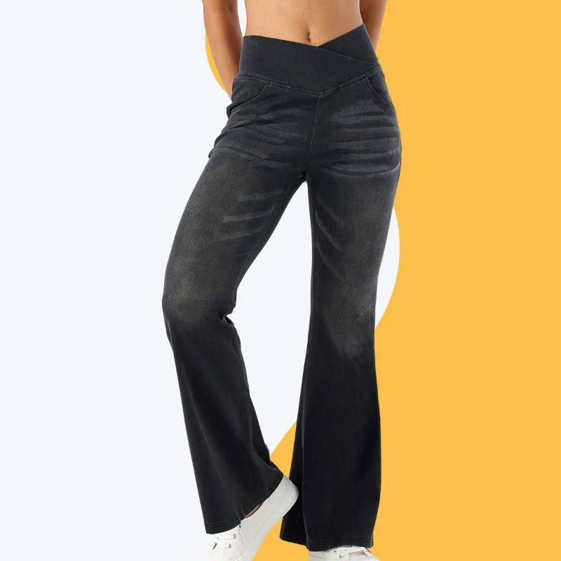 

UNITIM Women Bootcut Jeans Vintage High Waist Female Yoga Sport Trousers Slim Elastic Waist Comfortable Denim Pant for Lady