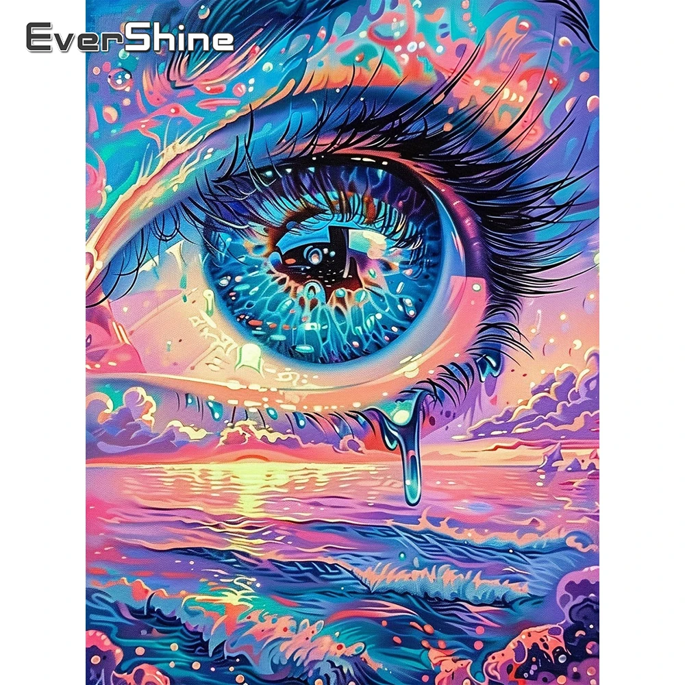 EverShine Diamant-Stickerei Porträtgemälde Auge Vollquadratische Stickerei Meeresbild aus Strass Neuerscheinung Handgefertigtes Geschenk