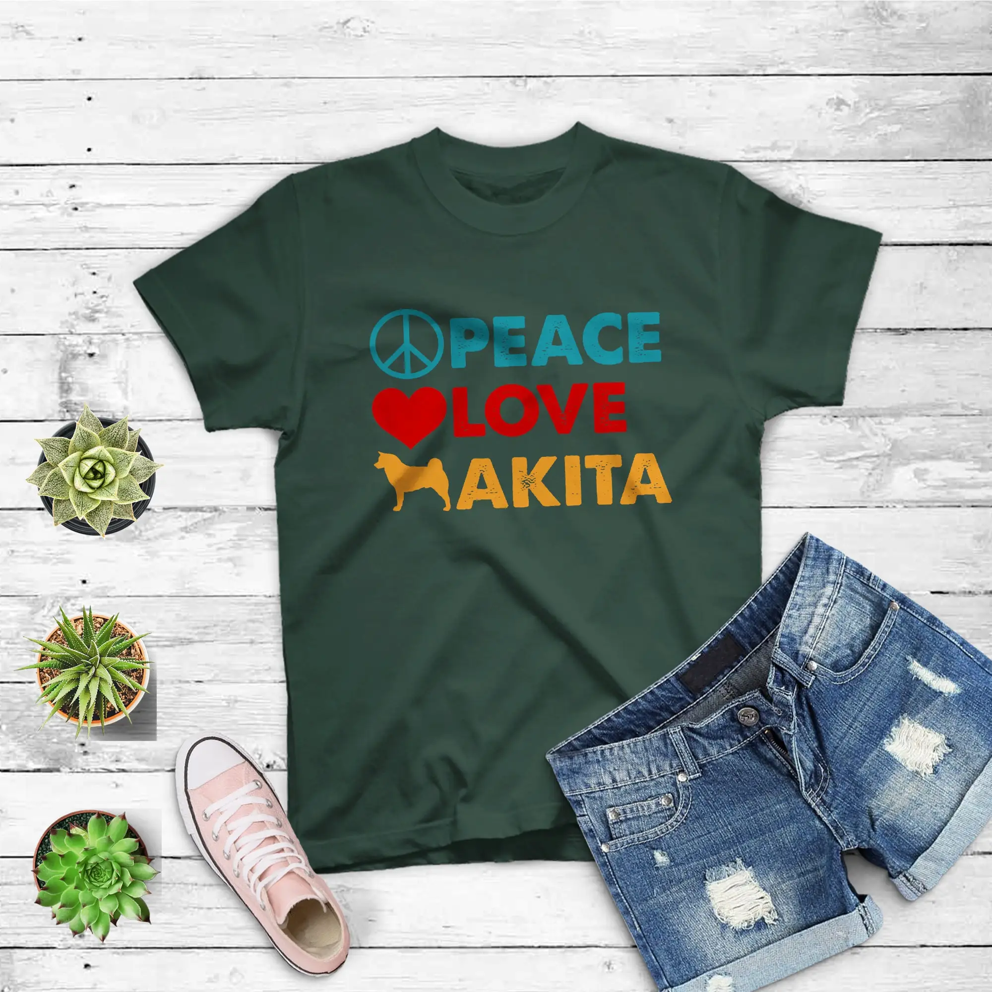 Peace Love Akita T Shirt