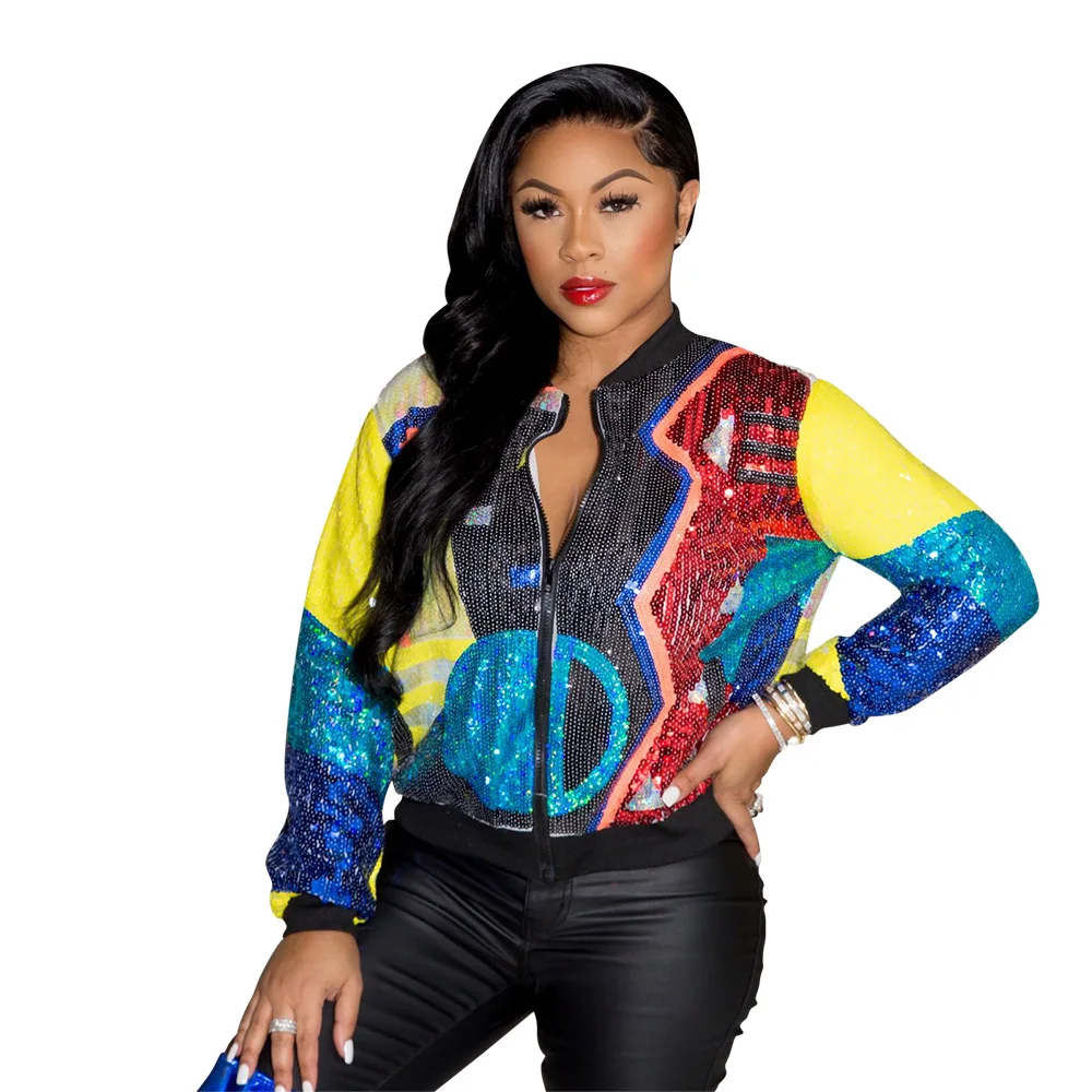 

Women Fashion Bottom Bead Printing Autumn Winter New Long-sleeved Jacket Zipper Y2K Casual Jackets
