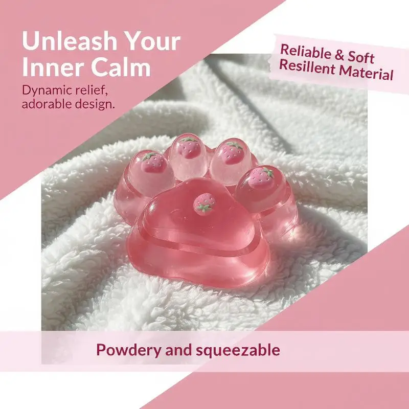 Pink Strawberry Paw Sequins  Toy Soft Maltose Slow Rising Squeeze Anti-Stress Toy for Adult Anxiety Relief - view 4