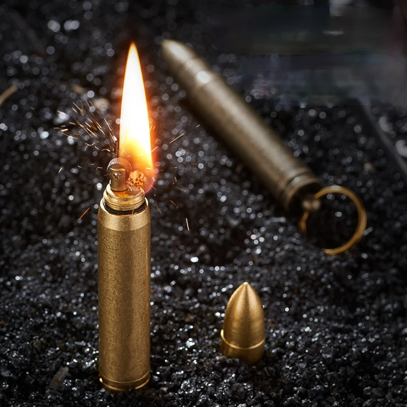 Bullet Shape Bronze Kerosene Lighter Metal Open Flame Cool Lighter Smoking Accessories Fun Lighter