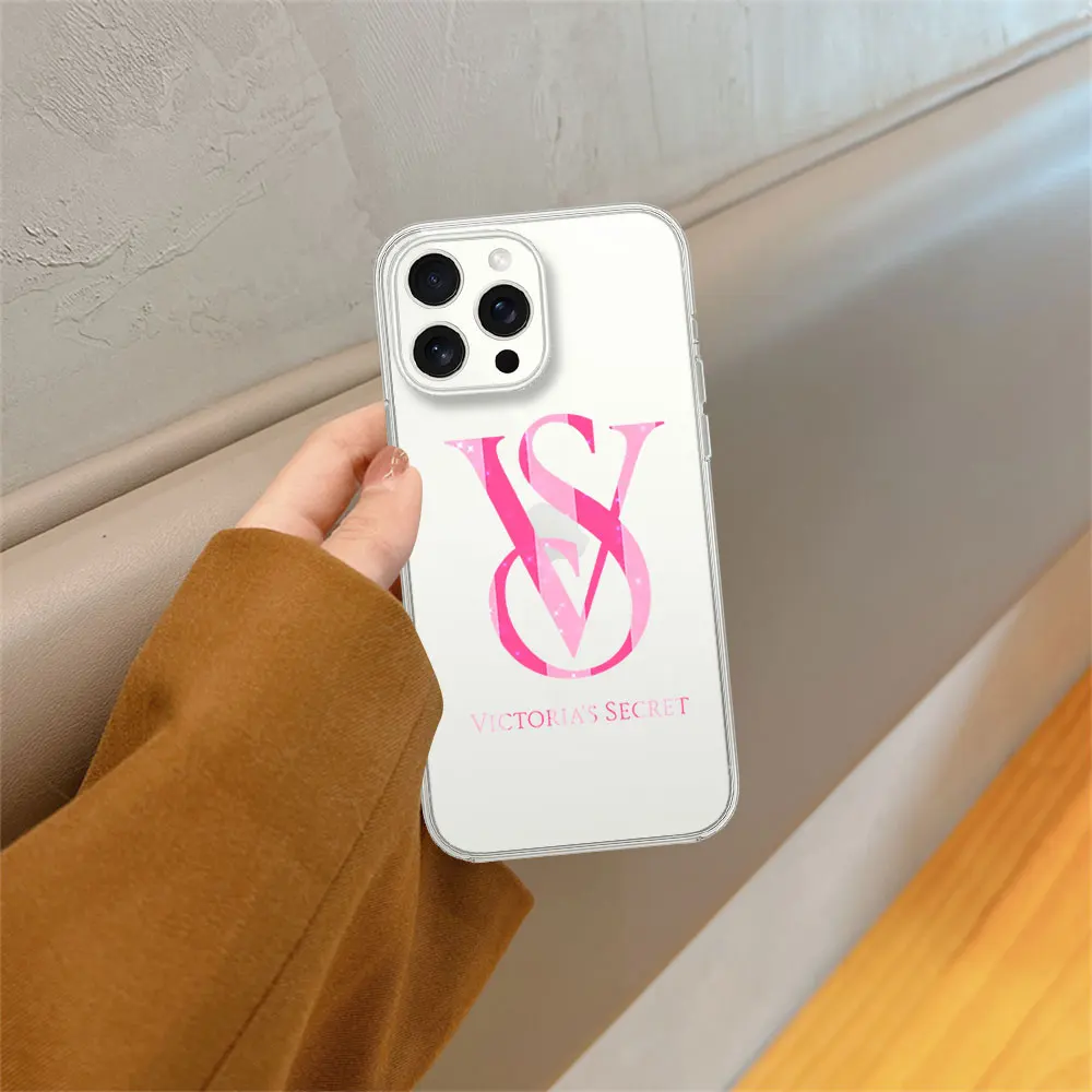 V-Victorias Luxury S-Secret Phone Case For iPhone 11 12 13 14 15 Pro 16 Max Plus Transparent Shell