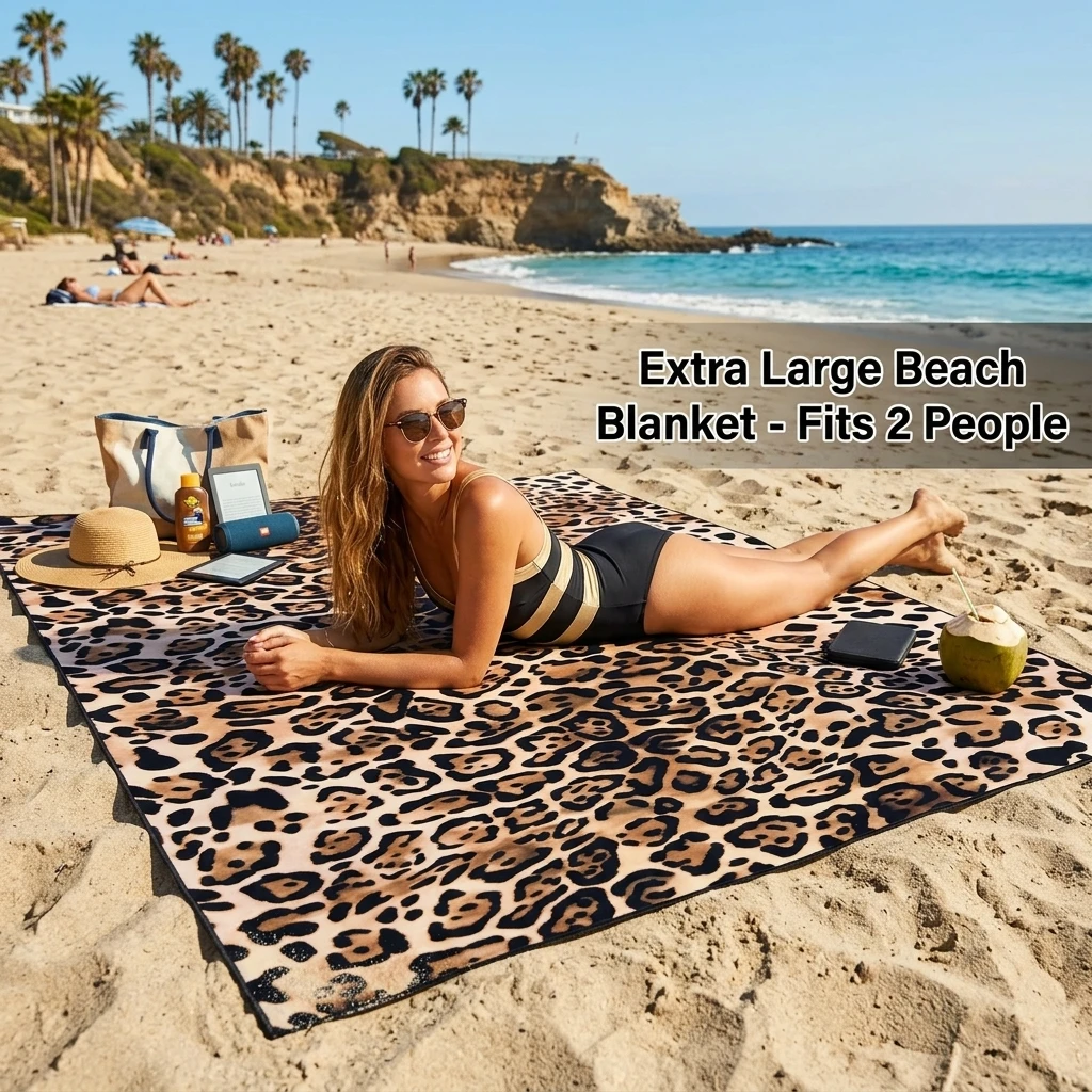 XXL Leopard Beach Towel 140x180cm Family Size Sand Free Absorbent Quick Dry Bath Towel for Pool Party Resort  Swimming Beach Mat