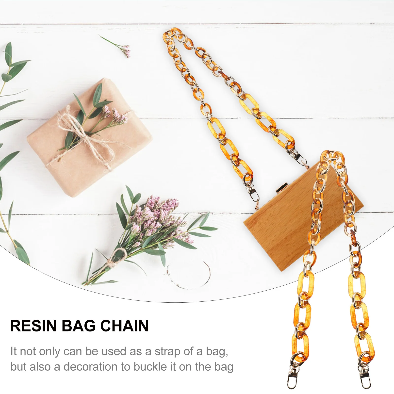 

Retro Bag Chain Amber Resin Material Handbag Accessory Creative DIY Decoration Lightweight Practical Resin Bag Chain