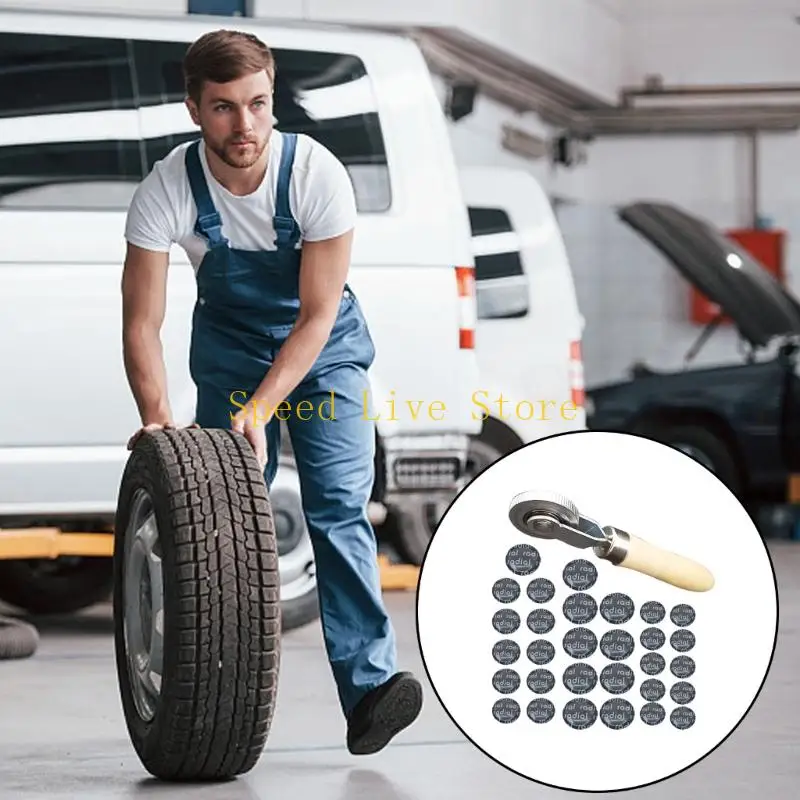 547C 31pcs Tire Fixing with Comfortable Wooden Grip for Vehicle Motorcycles Use