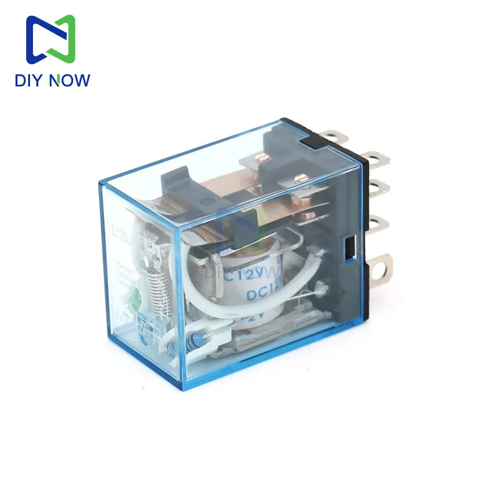 LY2NJ التتابع DC12V 24 فولت التيار المتناوب 220 فولت لفائف الطاقة التتابع LY2NJ DPDT 8-pin HH62P JQX-13F مع قاعدة المقبس التتابع الكهرومغناطيسي العالمي