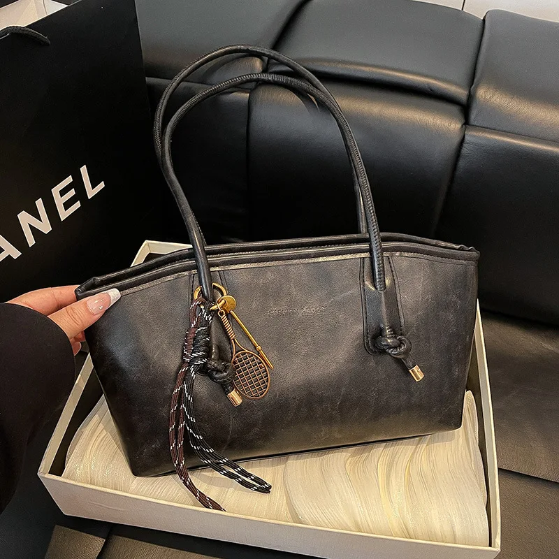 

Women's PU Leather Shoulder Bag Winter Y2K Trend Crossbody Retro Tote Handbag Large Vintage Versatile Ladies Armpit Bag