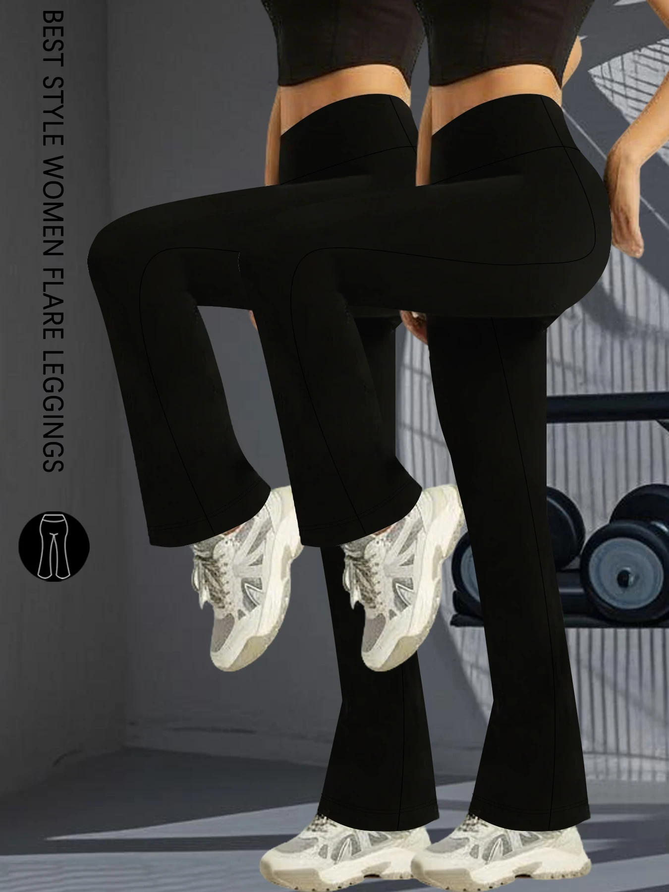 

Комплект из 2-х женских расклешенных брюк для йоги с высокой талией и узким низом. Идеально подходит для йоги или для отдыха.