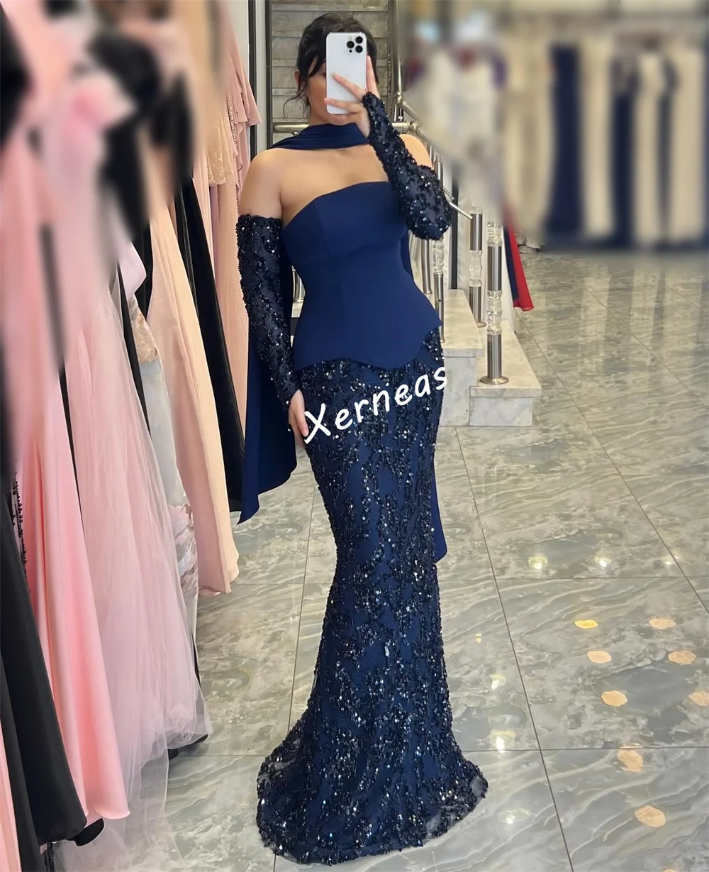 تخصيص جيرسي مطرزة حمالة حورية البحر الطابق طول مناسبة مخصصة المرأة فساتين السهرة الفاخرة أنيقة البريق #5
