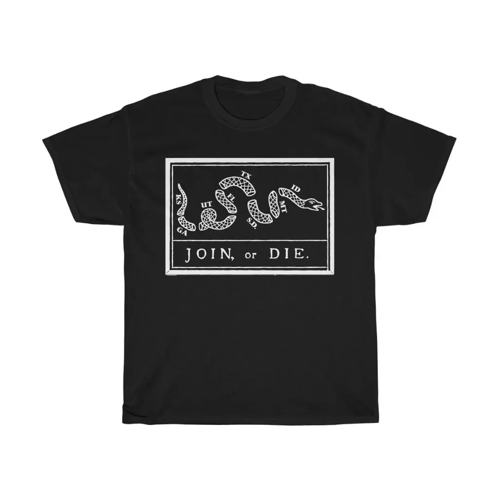 Join or Die Modern 2021 10th Amendment Nullification Unisex Heavy Cotton Tee Shirt T-shirt