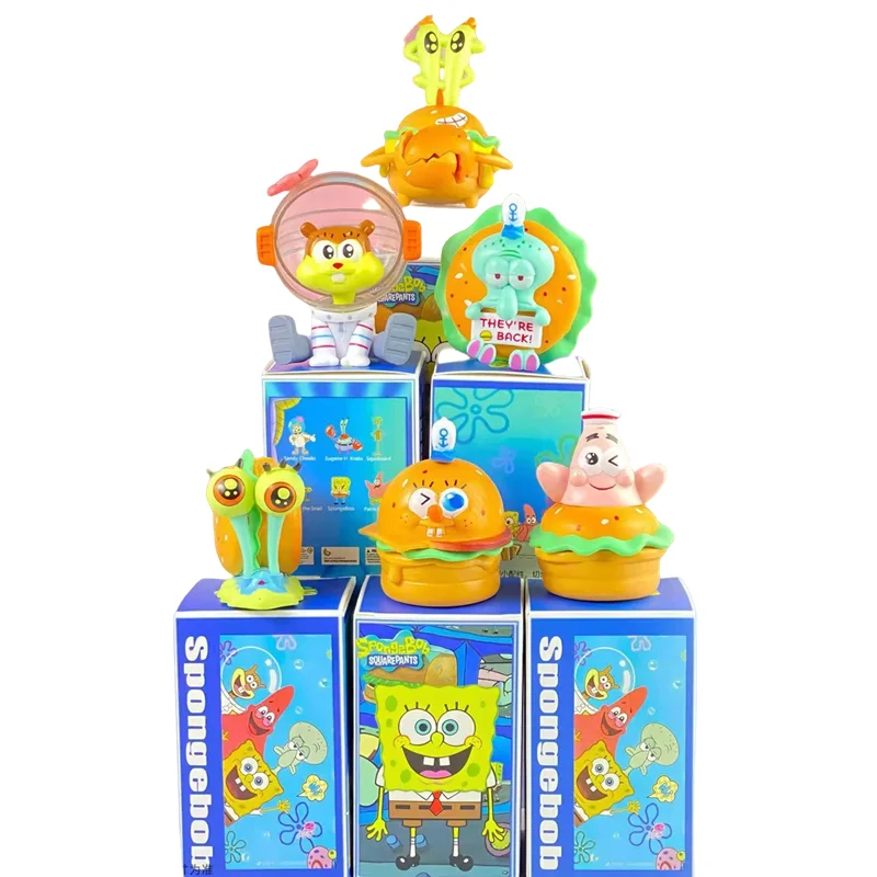 سبونجبوب باتريك ستار Squidward مخالب لذيذ كراب برغر أنيمي الشكل جمع نموذج دمية صندوق أعمى لعب الأطفال هدية #5