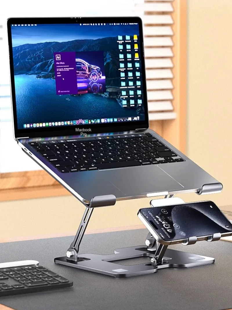 

Laptop Stand Office Liftable Carbon Steel Laptop Stand Two in One Heightened Foldable Vertical Cooling Ergonomic Laptop Stand