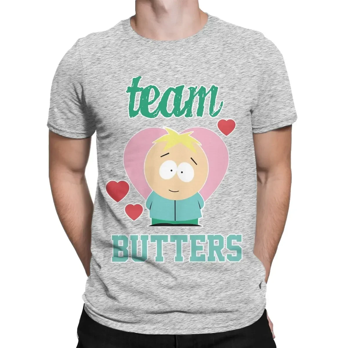 Oversized Short Sleeve Tee Shirt Tops Novelty Southpark Team Butters T-Shirt Men Round Collar Pure Cotton T Shirt Butters Stotch