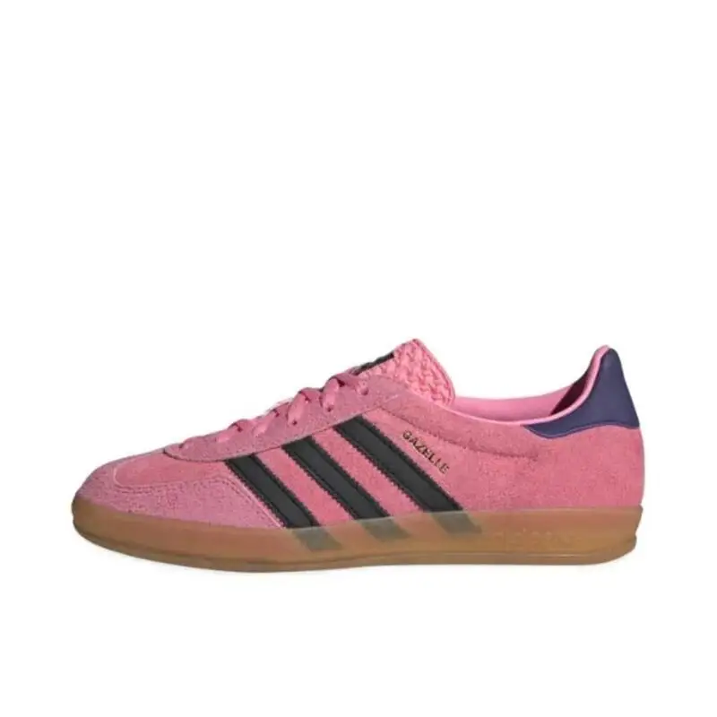 Adidas GAZELLE Suede Leather Anti Slip, Comfortable, Wear-resistant, Casual Low Top Board Shoes for Women, Pink and Black