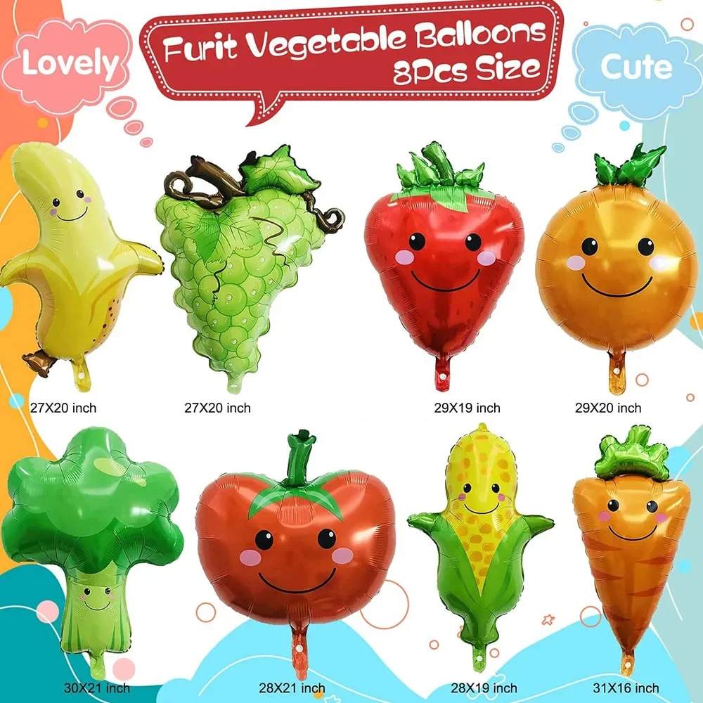 6/8 stücke Obst Ballons Erdbeere Avocado Folie Helium Ballon Wassermelone Orange Kaktus Ballon kinder Thema Party Dekoration – Detail 19