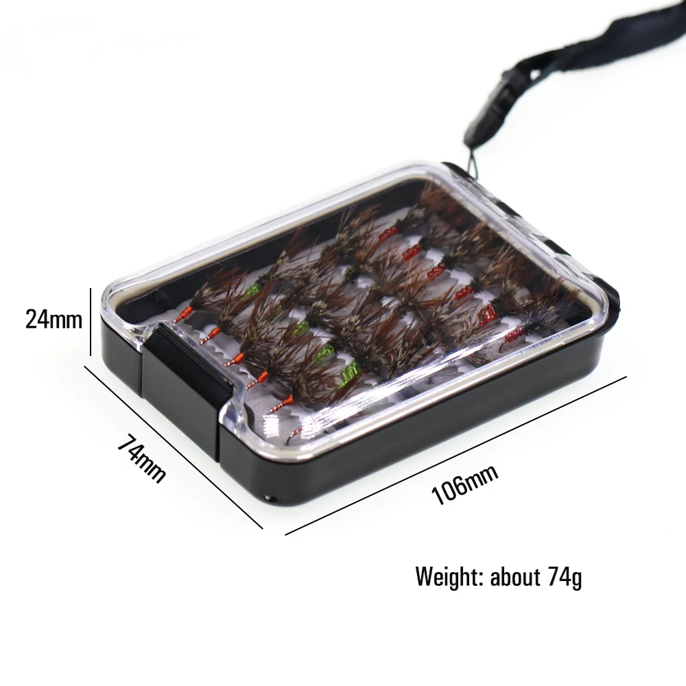 Vtwins  Fly Fishing Flies Set Tenkara Flies Kebari Trout Steelhead Fishing Dry Fly Floating Bait Lures With Waterproof Fly Box