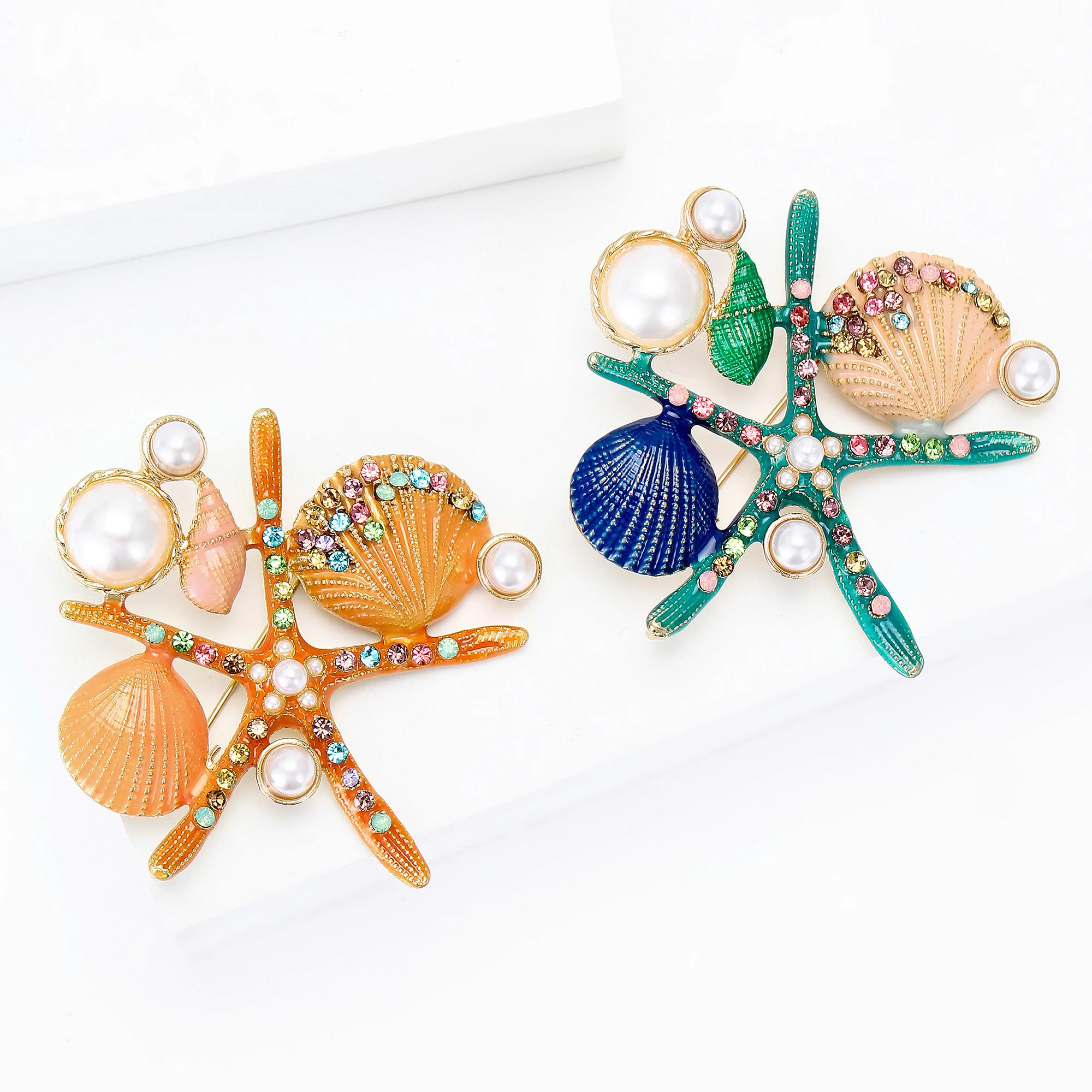 

Classic Rhinestone Starfish Brooch for Women Unisex Enamel Ocean Pin Friend Event Party New Gifts Jewelry Decoration Accessories
