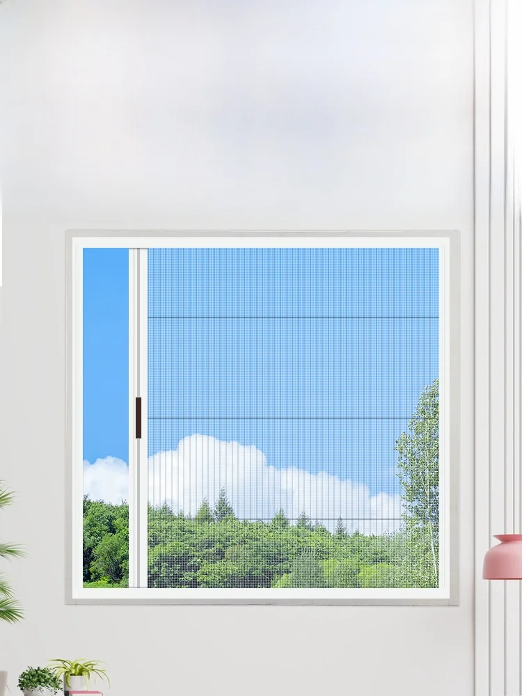 No-Drill Aluminum Alloy Invisible Folding Retractable Screen Door Push Pull Stop Slide Mosquito Proof Sand Net Self Installation