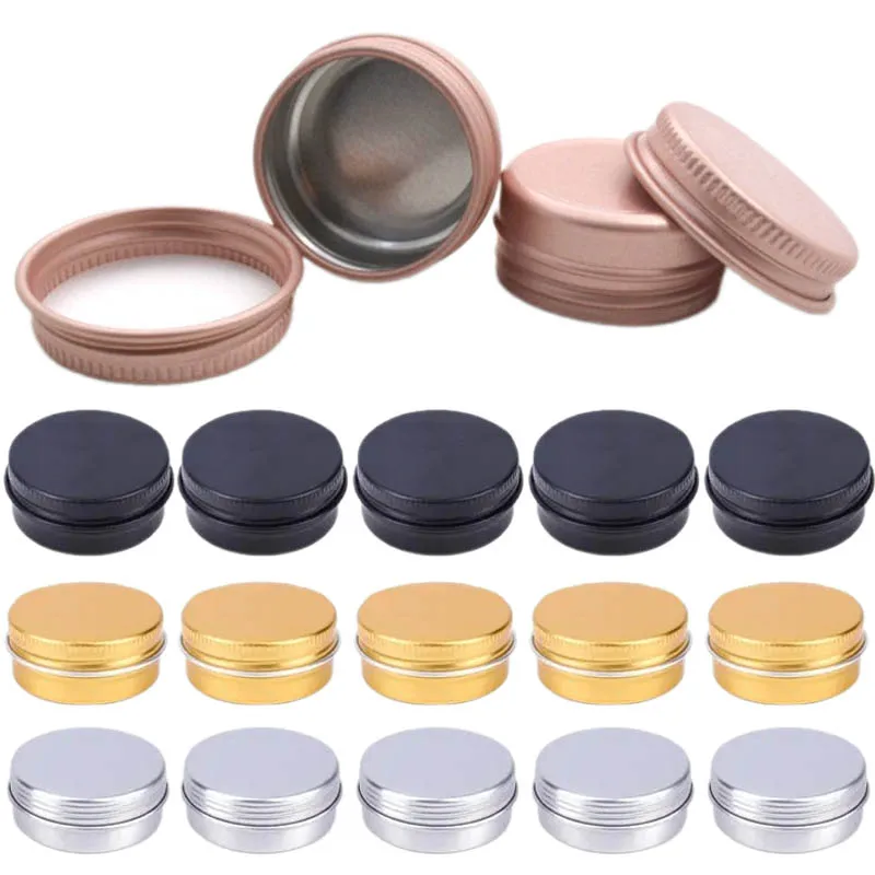 100Pcs/Lot 5g Round Aluminum Tins Cans Empty Metal Candle Aromatherapy Jars Travel Storage Boxes For Face Cream Cosmetics