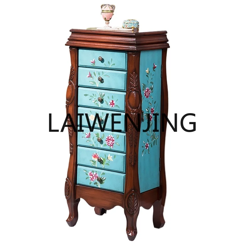 

Yff Solid Wood 7-Drawer Cabinet European Retro Jewelry Chest of Drawers Bedroom Drawer Decoration Jewelry Cabinet