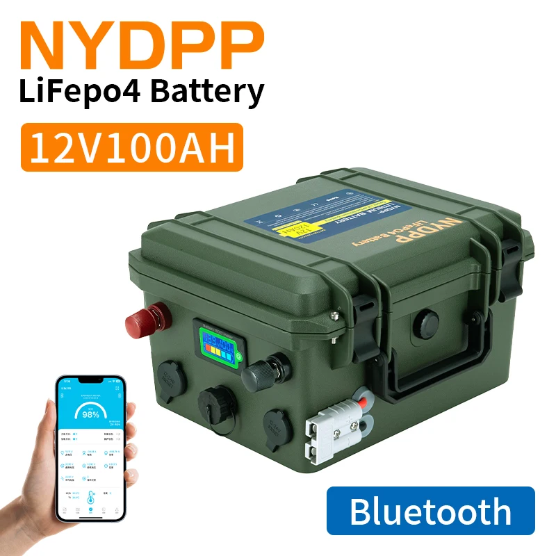 12V LiFePO4 80AH/100AH/120AH batterij 12.8v lithium-ijzerfosfaat batterij 120ah 100ah waterdicht voor boot motor met 10A Lader