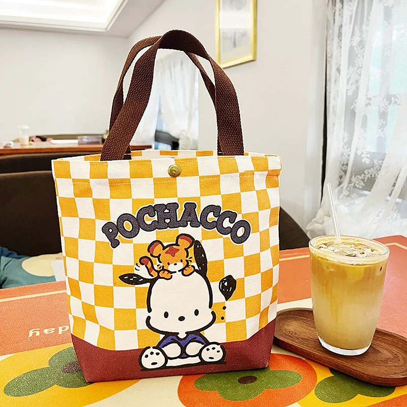 1pcs Women Shoulder Sanrio Hello Kitty Pachacco Tote Bags Cartoon Canvas Hand Bags For Women With Hasp Girls Designer Bag