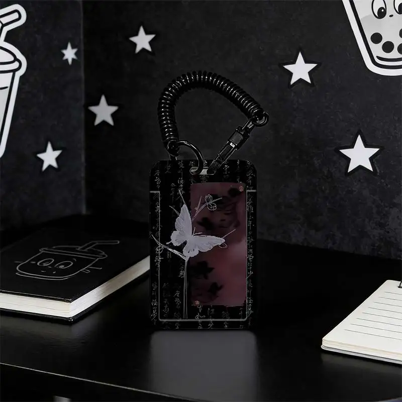 Card Holder for Kpop Photocard Holder Photo Protector Student Bus/Meal Card Protection Case Stretchable Spring Cord