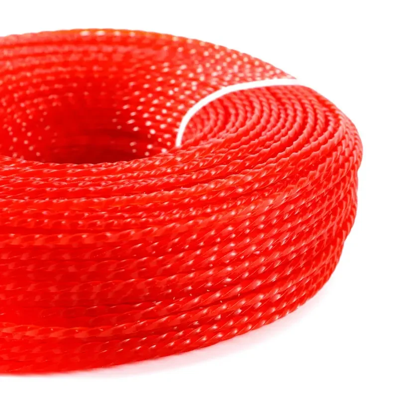 Filo di linea in Nylon Premium per decespugliatore, 2 4mm * 100m, colore rosso, facile da installare, ideale per rifinitore elettrico manuale leggero