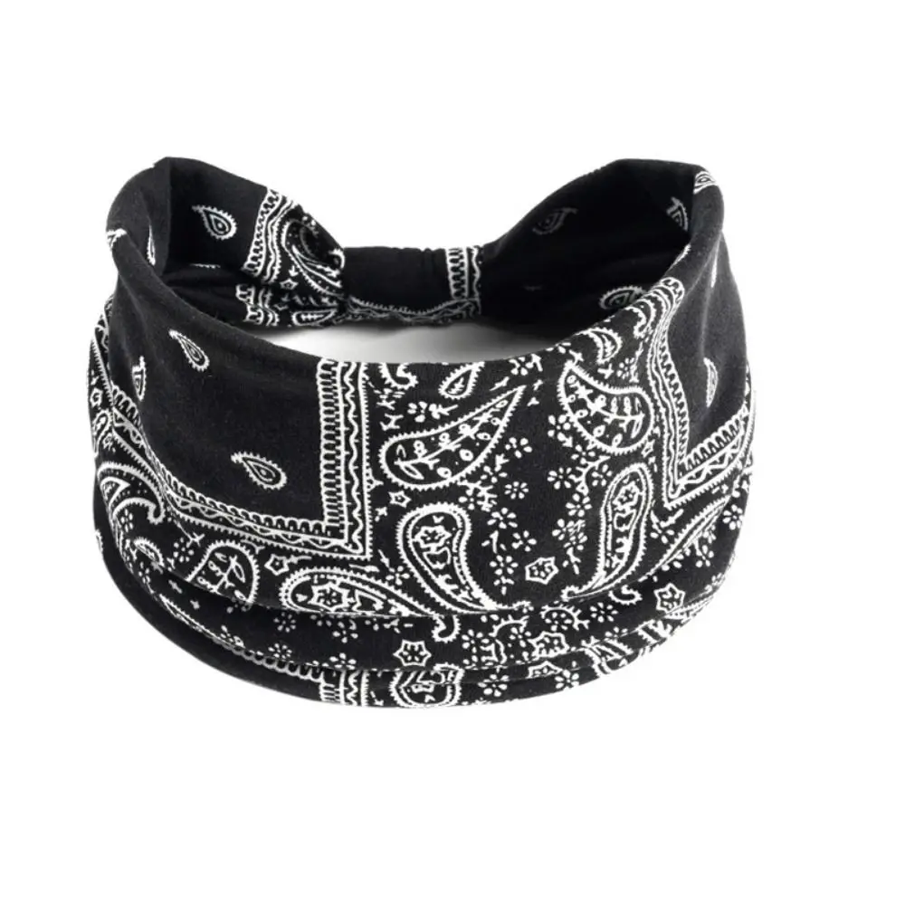 

Bowknot Turbans Cashew Print Boho Knot Turbans Headwrap Elastic Wide Edge Yoga Headband Charming Unisex Sports Sweatband Hiking
