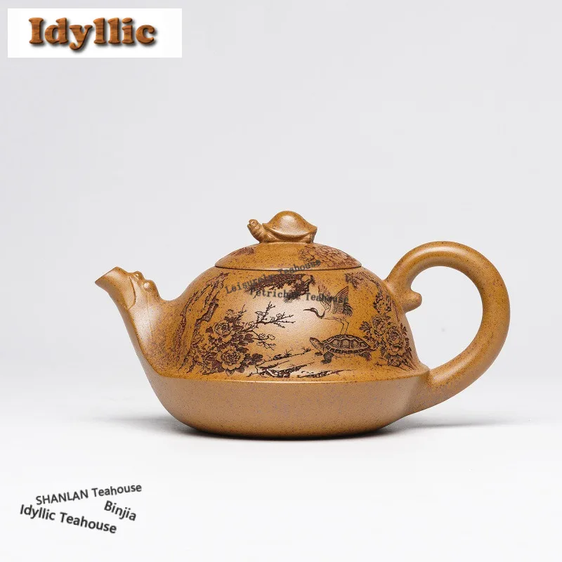 430ml Boutique Yixing Purple Clay Teapots Handmade Turtle Pot Raw Ore Section Mud Kettle Zisha Tea Set Tea Services Supplies