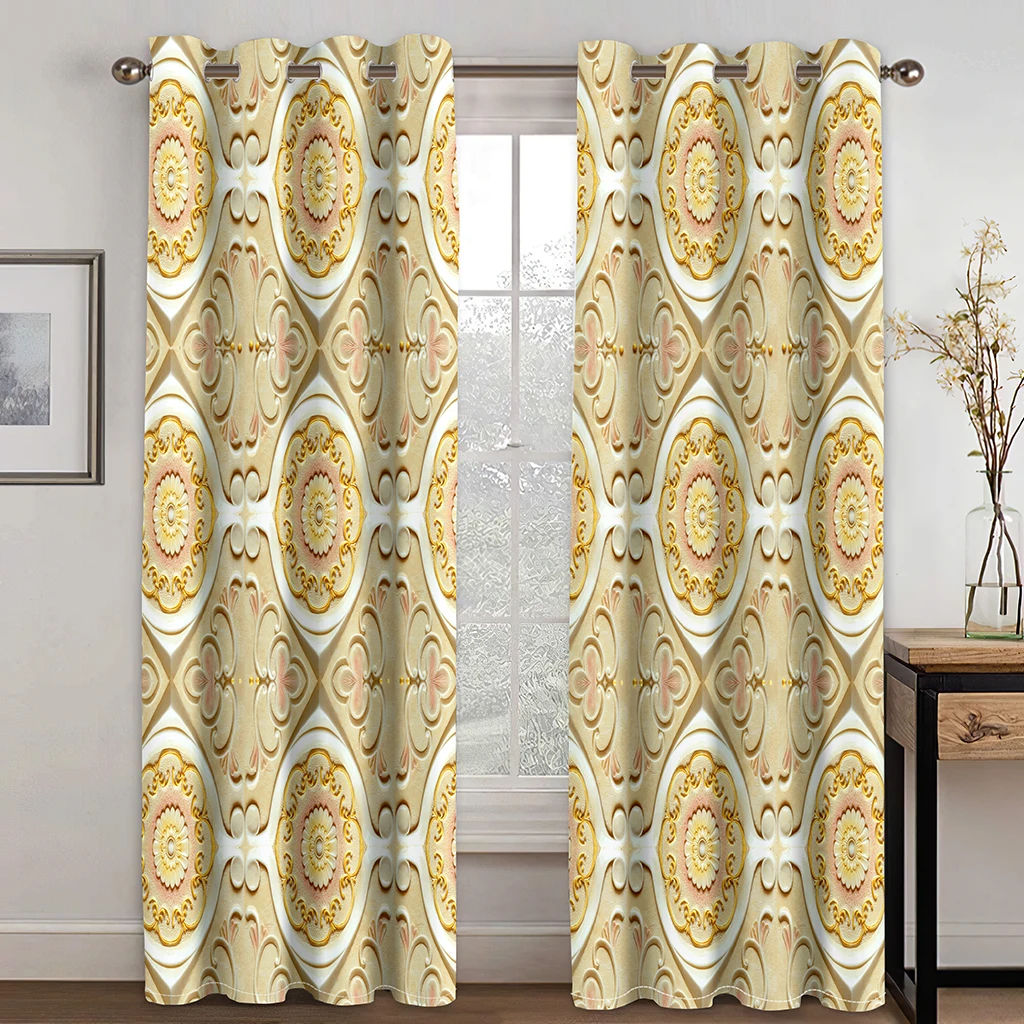 Photo 3D Curtains for Living Room Window gold soft curtains 3D Curtains set For Bed room Living room Office