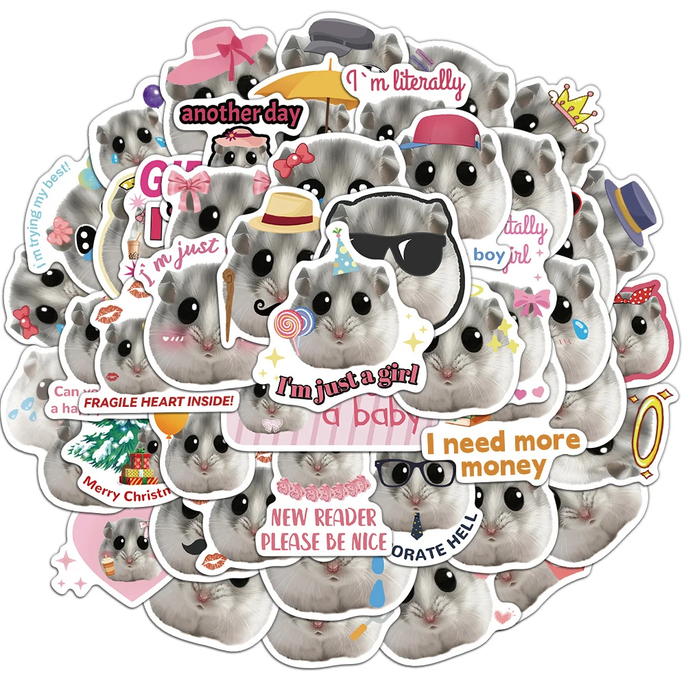 10/30/50 Stuks Leuke Hamster Meme Cartoon Stickers Esthetische Decals Waterdicht Diy Telefoon Notebook Laptop Kids decals Speelgoed