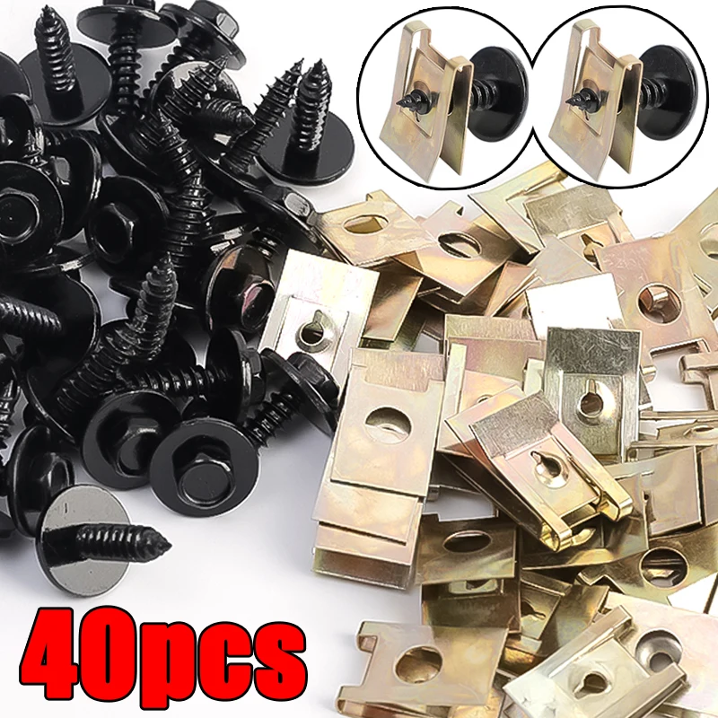 Automotive Fixed Gasket Self Tapping Screw U Clip for BMW Series Trim Mounted Set Stainless Steel with Threaded Nut Clips