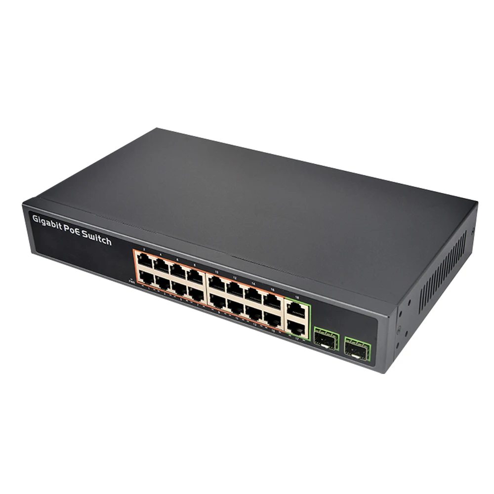 Imagem -02 - Boavision-poe Switch para Câmera ip 16 Portas 10 Mbps 100 Mbps 1000mbps Gigabit Porta Sfp Não Combo Ieee 802.3af em